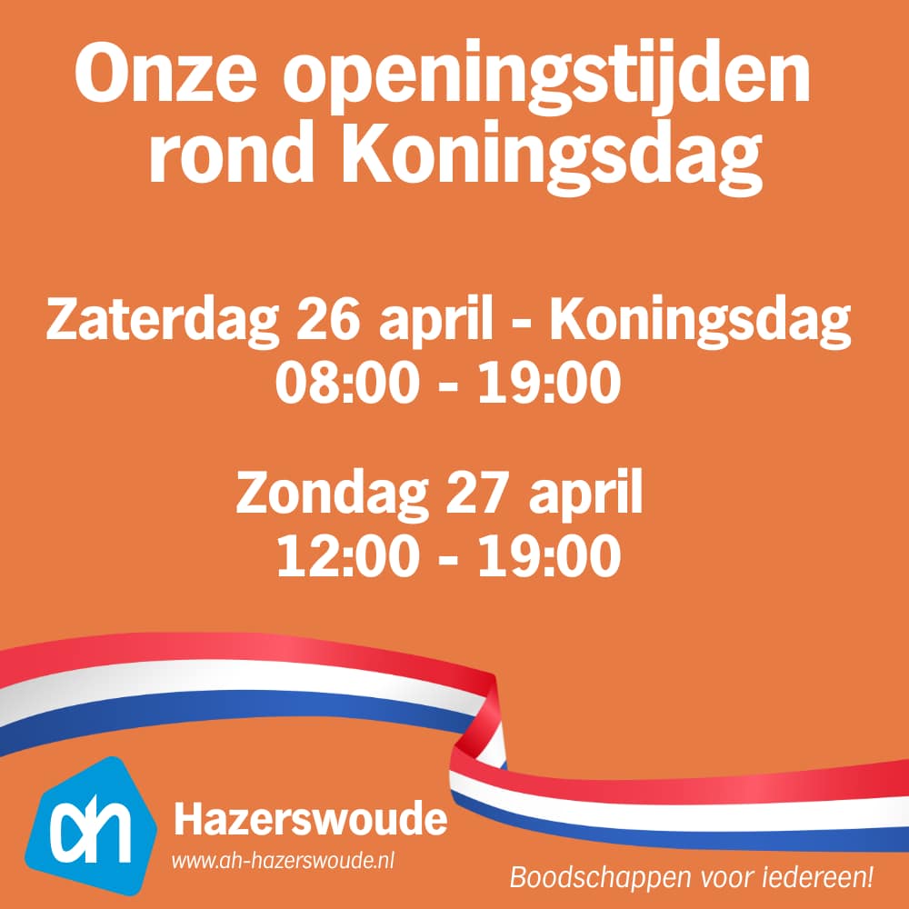 Gewijzigde openingstijd met Koningsdag