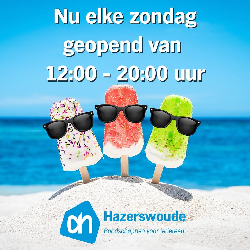 Albert Heijn Hazerswoude, nu op zondag geopend tot 20:00 uur